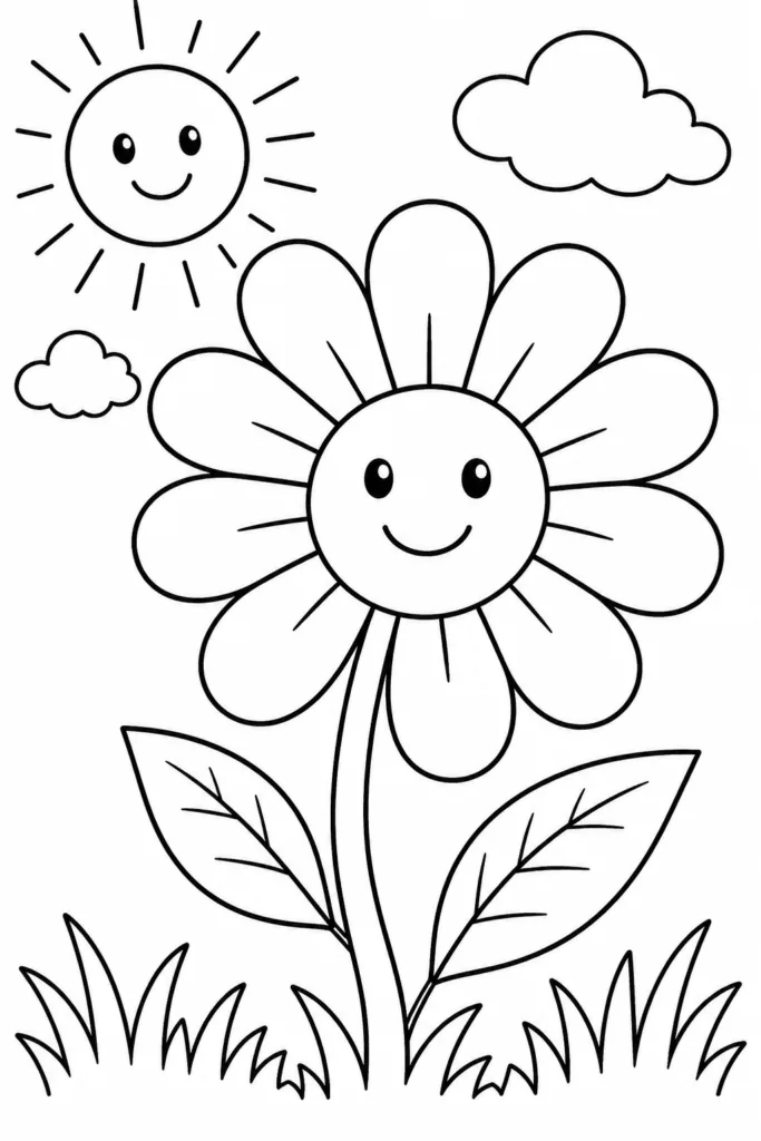 Flowers Design 7 - Flowers Coloring Pages Free Printable for Kids & Adults