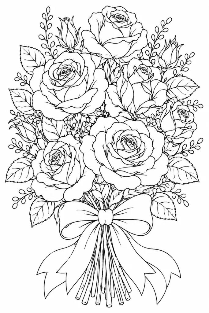 Flowers Design 8 - Flowers Coloring Pages Free Printable for Kids & Adults