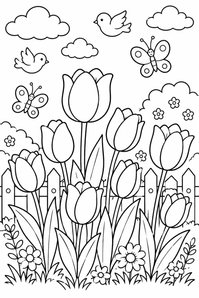 Flowers Design 9 - Flowers Coloring Pages Free Printable for Kids & Adults