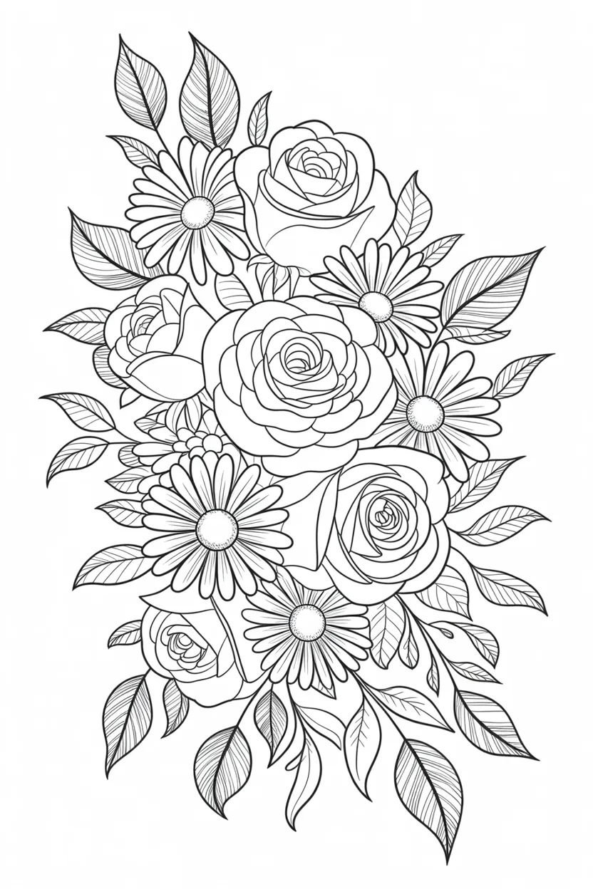Flowers Design 2 - Flowers Coloring Pages Free Printable - Beautiful