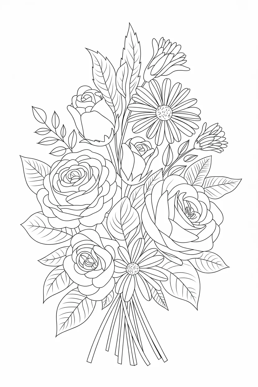 Flowers Design 3 - Flowers Coloring Pages Free Printable - Beautiful