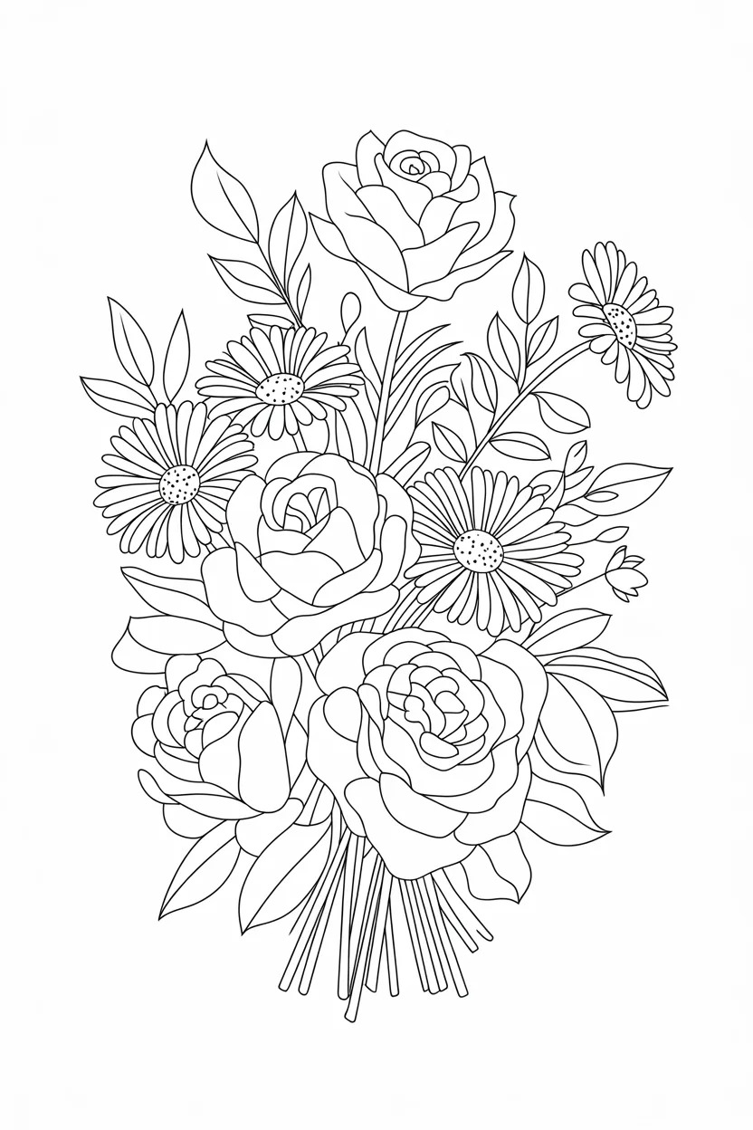 Flowers Design 4 - Flowers Coloring Pages Free Printable - Beautiful