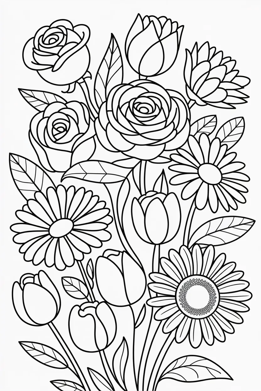 Flowers Design 1 - Flowers Coloring Pages Free Printable - Floral Designs