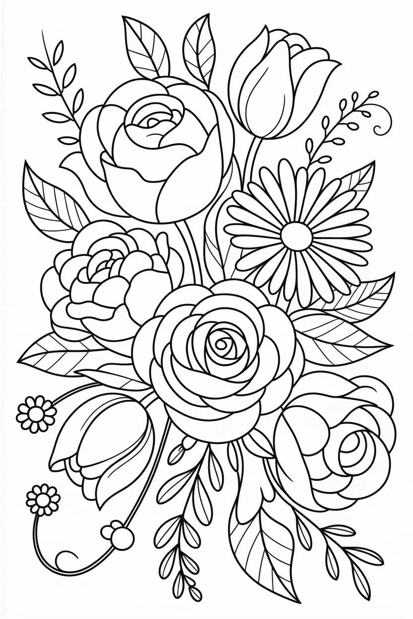 Flowers Design 2 - Flowers Coloring Pages Free Printable - Floral Designs