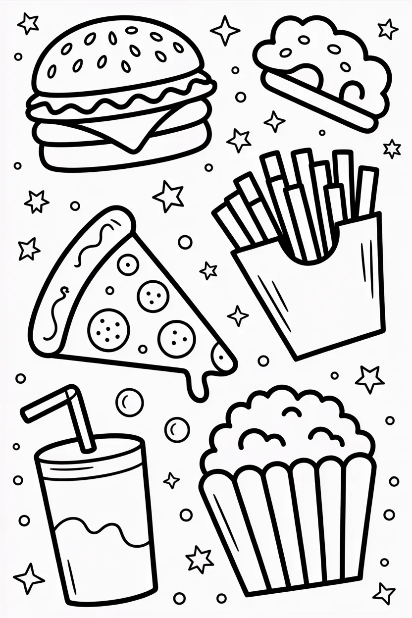 Food doodle Design 2 - 🍔 5 Food Doodle Coloring Pages Free Printable for Kids