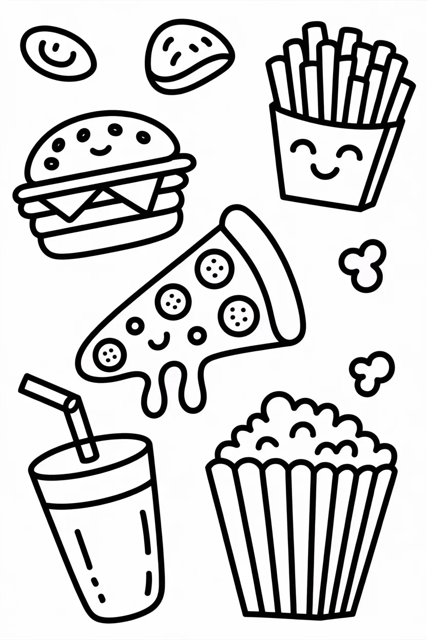 Food doodle Design 3 - 🍔 5 Food Doodle Coloring Pages Free Printable for Kids
