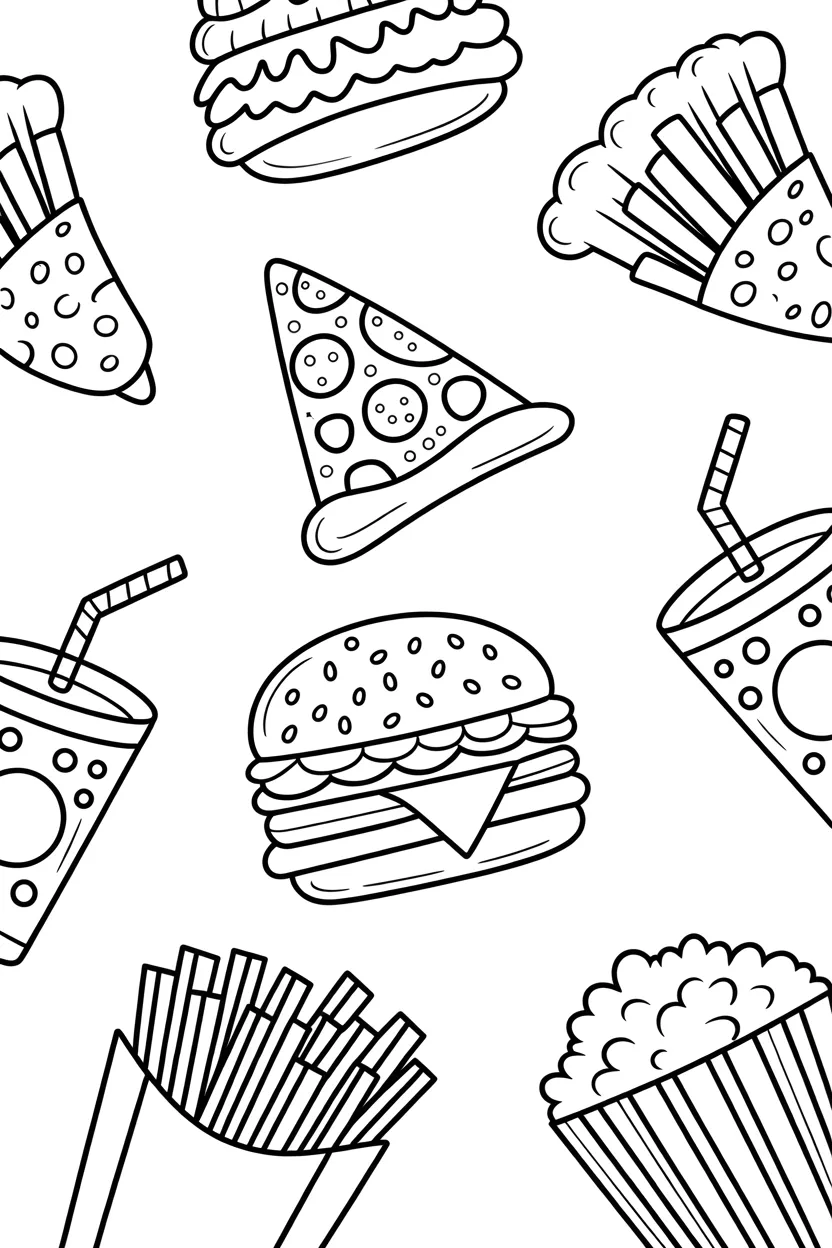 Food doodle Design 4 - 🍔 5 Food Doodle Coloring Pages Free Printable for Kids
