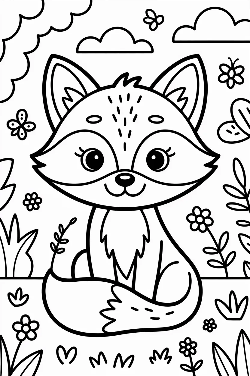 Fox Design 3 - Fox Coloring Pages Free Printable - Cute