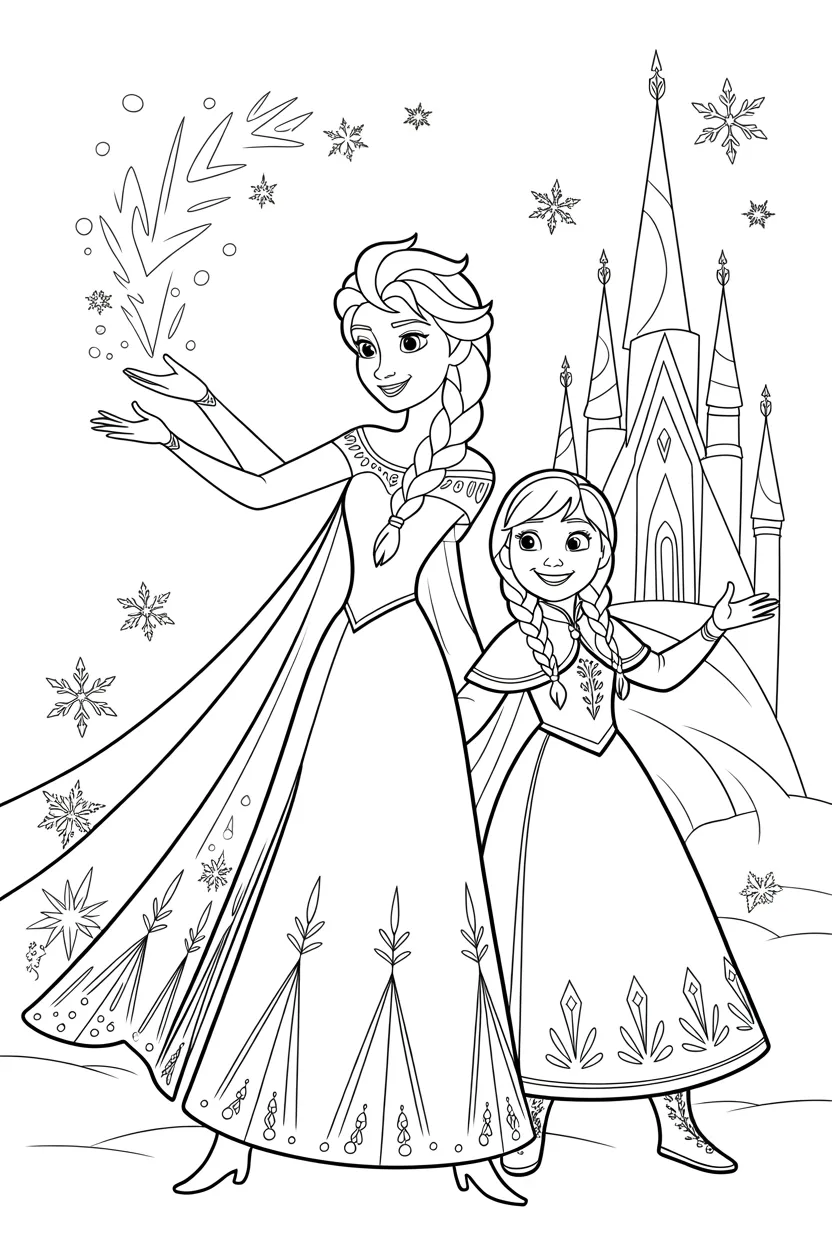 Frozen elsa Design 1 - Cute Frozen and Elsa Coloring Page Free Printable
