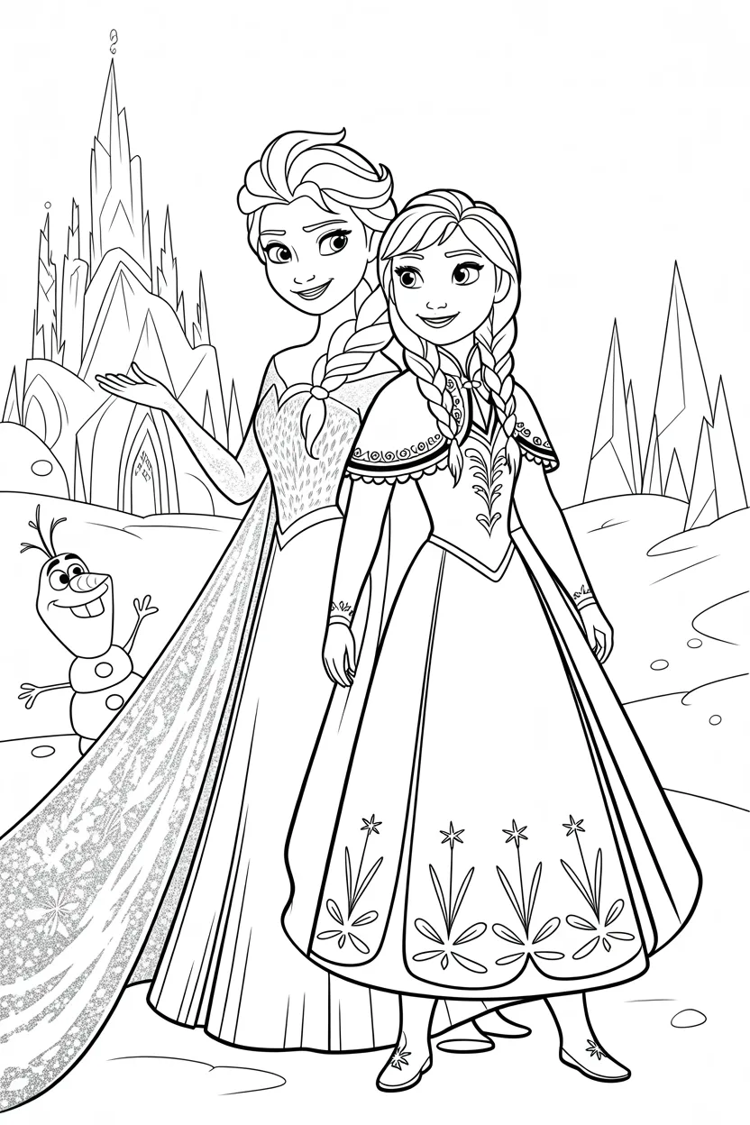 Frozen elsa Design 1 - Cute Frozen and Elsa Coloring Page Free Printable (2)