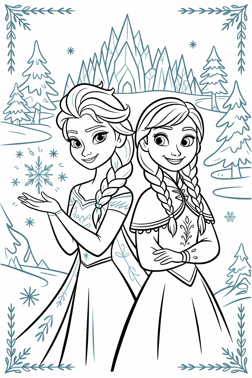 Frozen elsa Design 3 - Cute Frozen and Elsa Coloring Page Free Printable