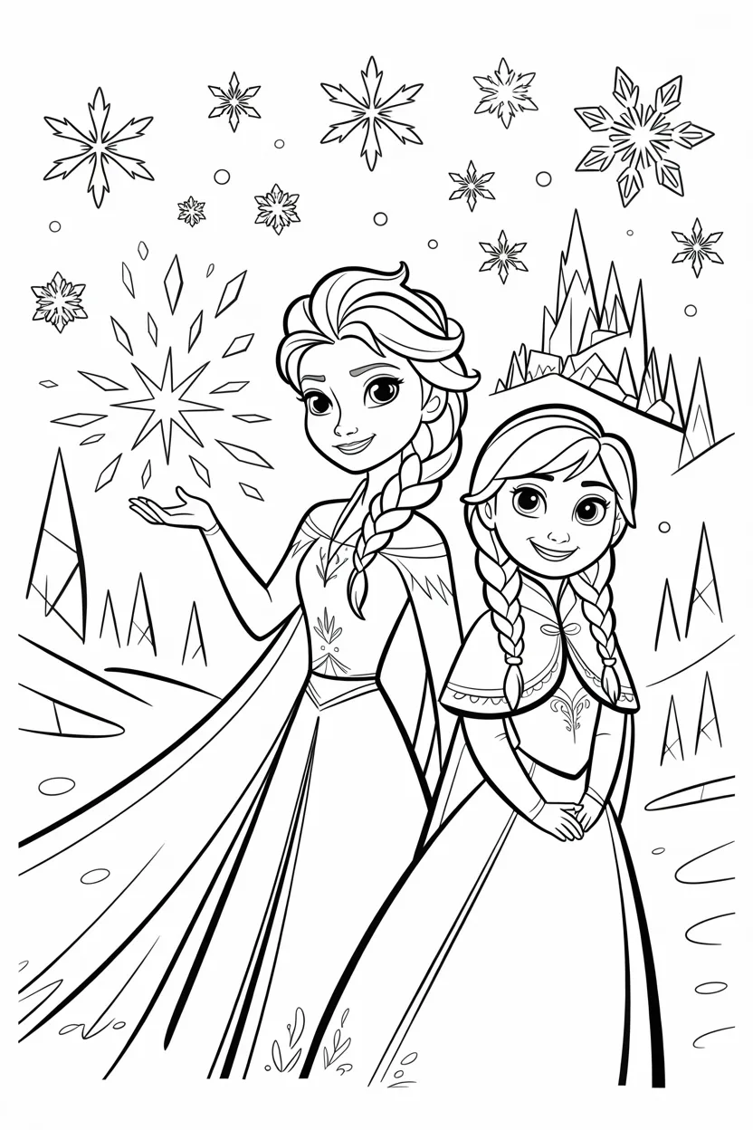 Frozen elsa Design 4 - Cute Frozen and Elsa Coloring Page Free Printable