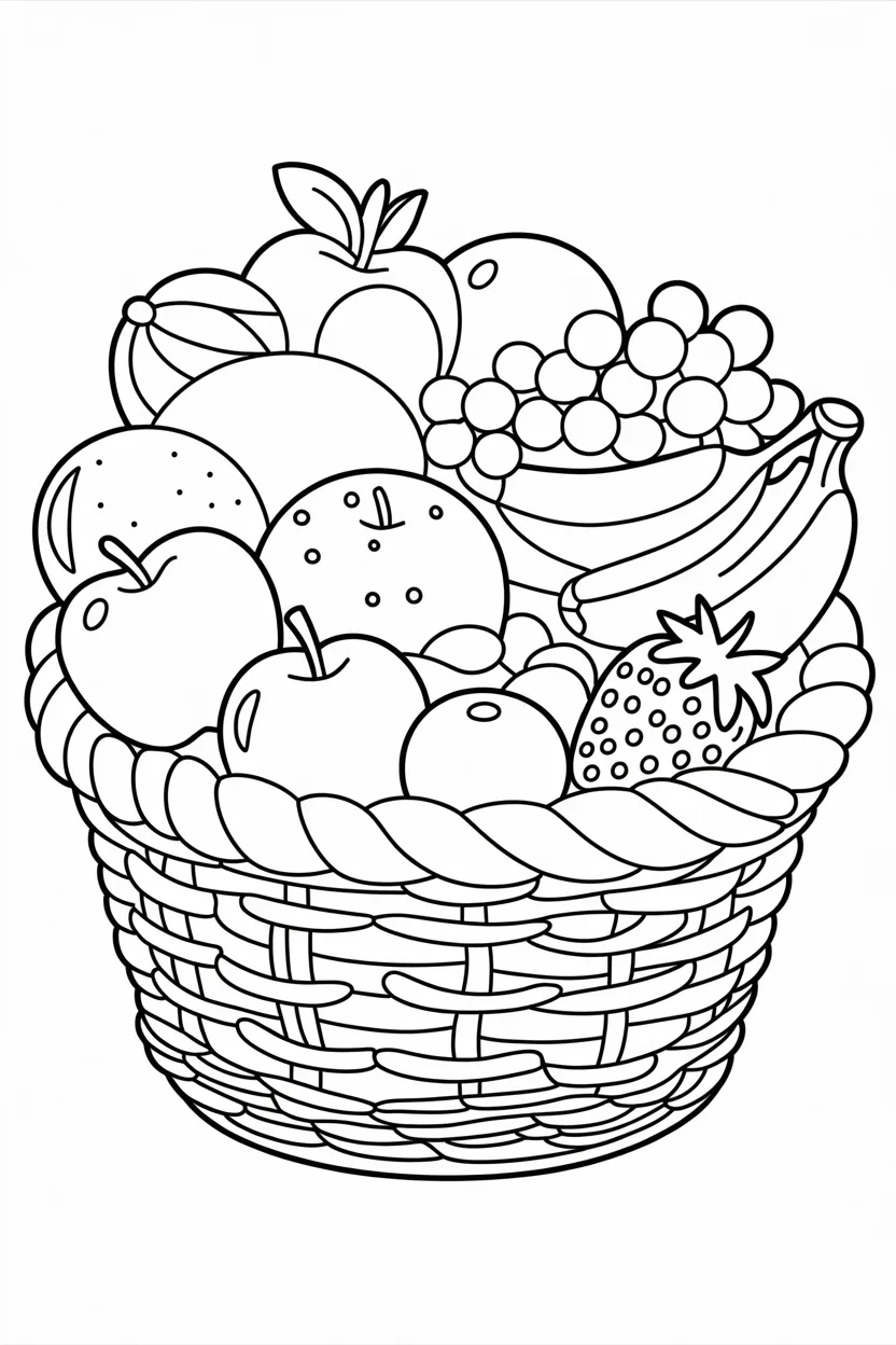 Fruits basket Design 1 - Fruits Basket Coloring Pages Free Printable - Creative