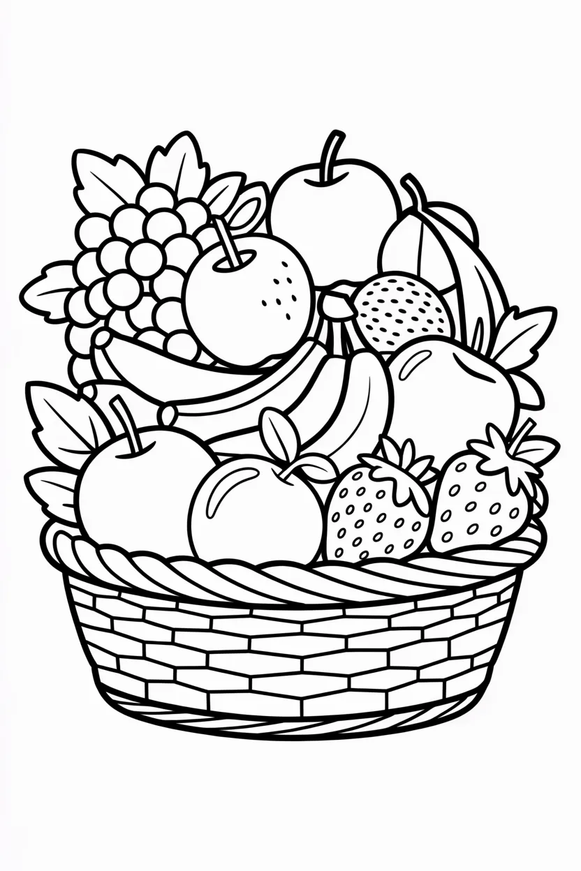 Fruits basket Design 1 - Fruits Basket Coloring Pages Free Printable - Creative (2)