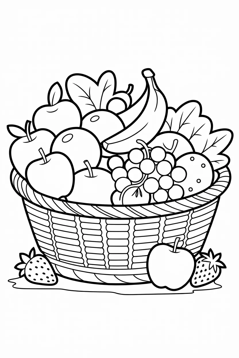 Fruits basket Design 3 - Fruits Basket Coloring Pages Free Printable - Creative