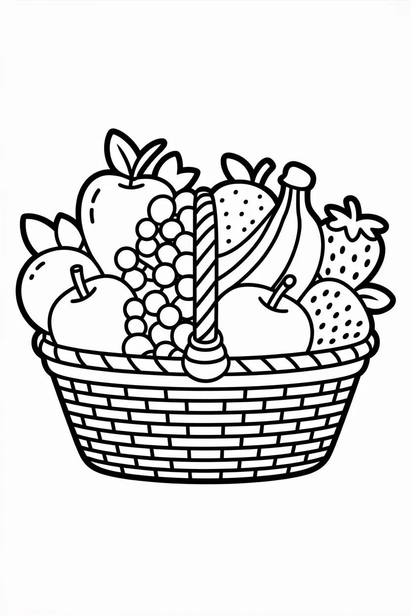 Fruits basket Design 4 - Fruits Basket Coloring Pages Free Printable - Creative