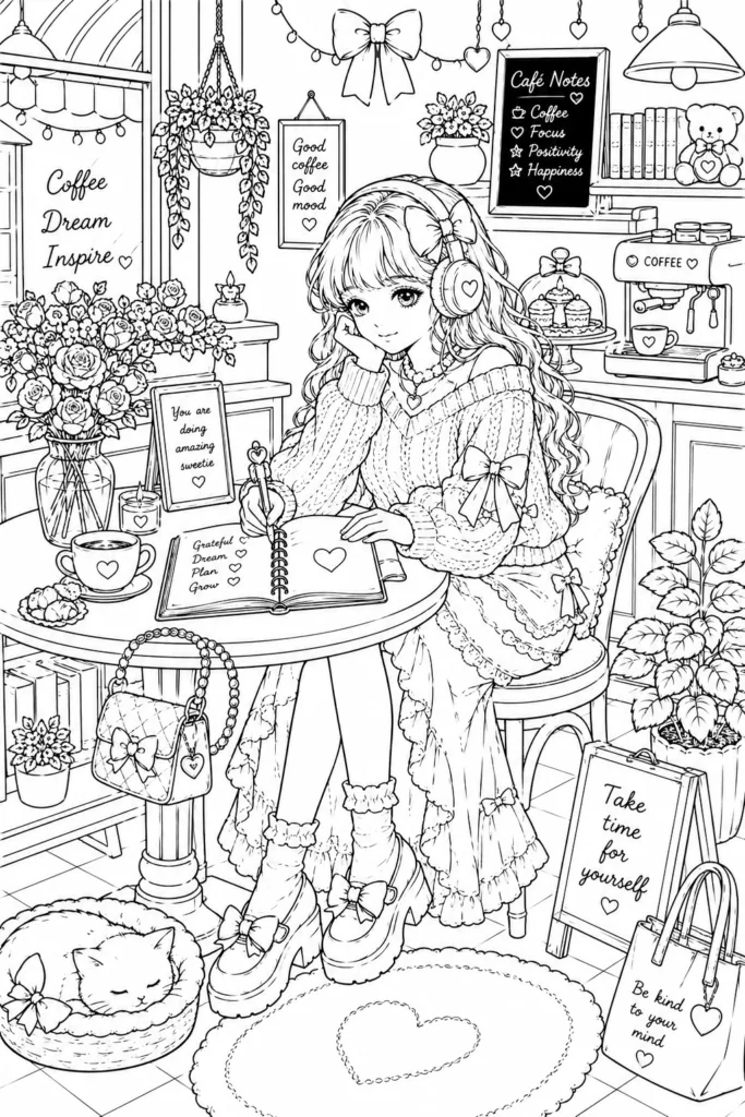 Girly aesthetic Design 12 - Girly Aesthetic Coloring Pages Free Printable - Cute