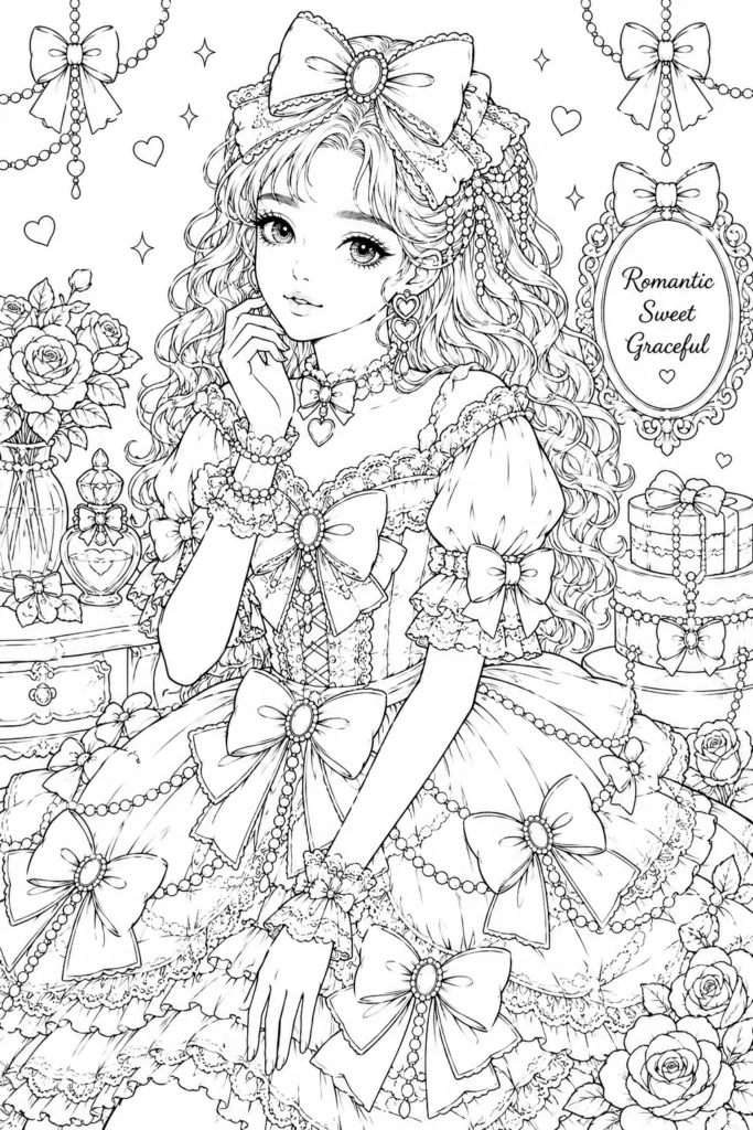 Girly aesthetic Design 14 - Girly Aesthetic Coloring Pages Free Printable - Cute