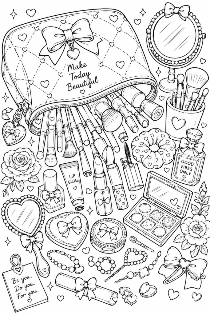 Girly aesthetic Design 15 - Girly Aesthetic Coloring Pages Free Printable - Cute