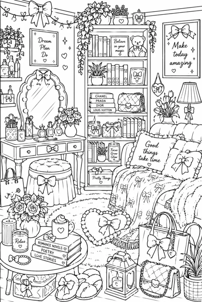 Girly aesthetic Design 18 - Girly Aesthetic Coloring Pages Free Printable - Cute
