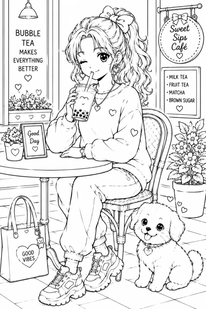Girly aesthetic Design 3 - Girly Aesthetic Coloring Pages Free Printable - Cute