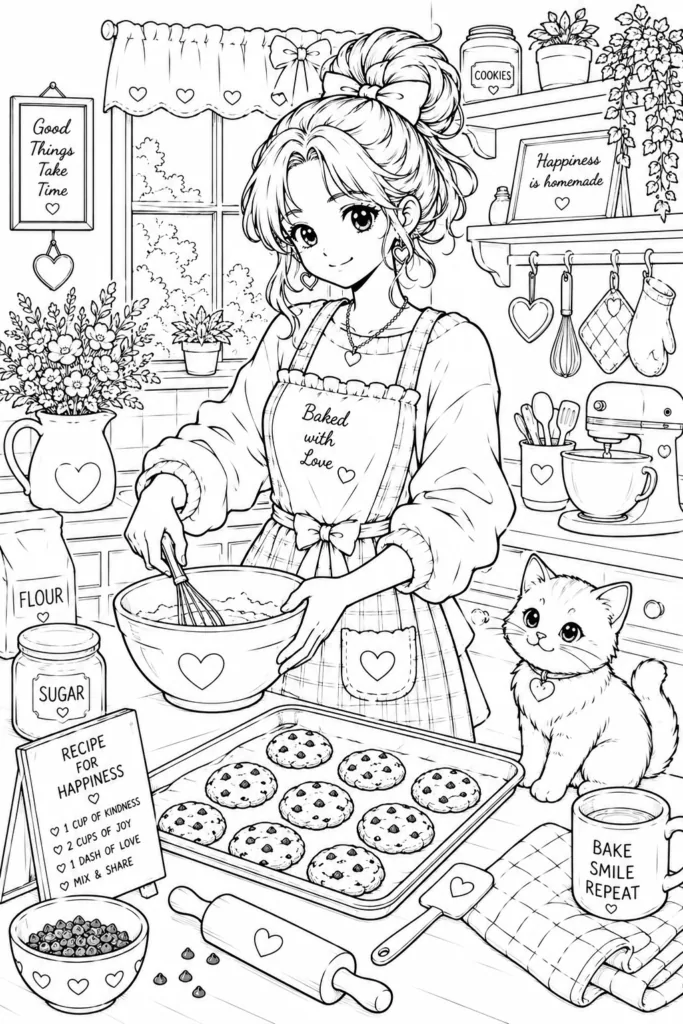 Girly aesthetic Design 4 - Girly Aesthetic Coloring Pages Free Printable - Cute