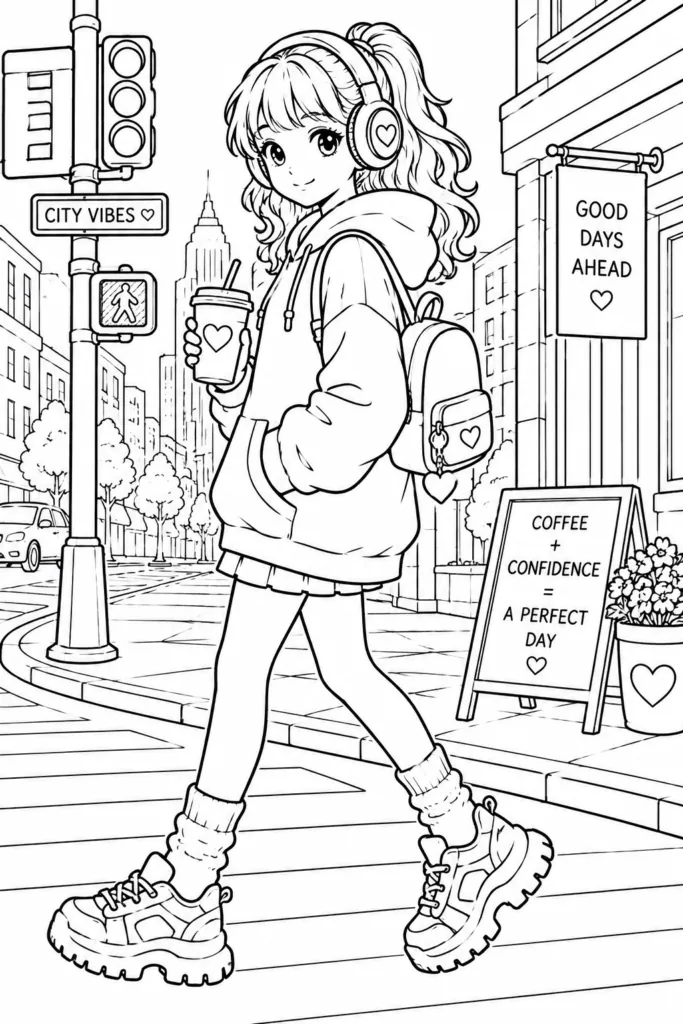 Girly aesthetic Design 6 - Girly Aesthetic Coloring Pages Free Printable - Cute