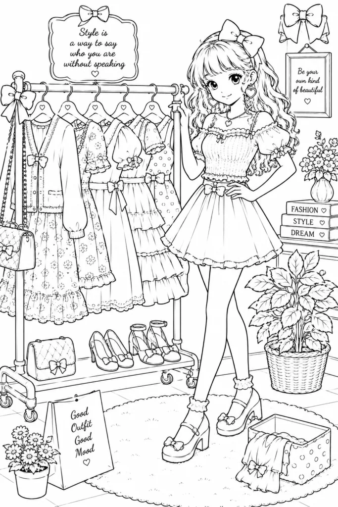 Girly aesthetic Design 7 - Girly Aesthetic Coloring Pages Free Printable - Cute