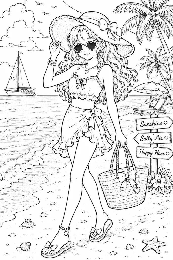 Girly aesthetic Design 8 - Girly Aesthetic Coloring Pages Free Printable - Cute