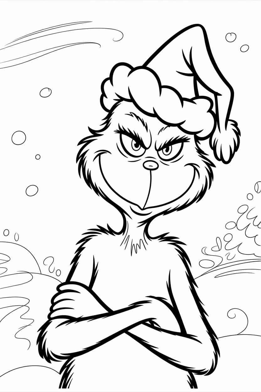 Grinch Design 1 - Grinch Coloring Pages Free Printable for Kids & Adults