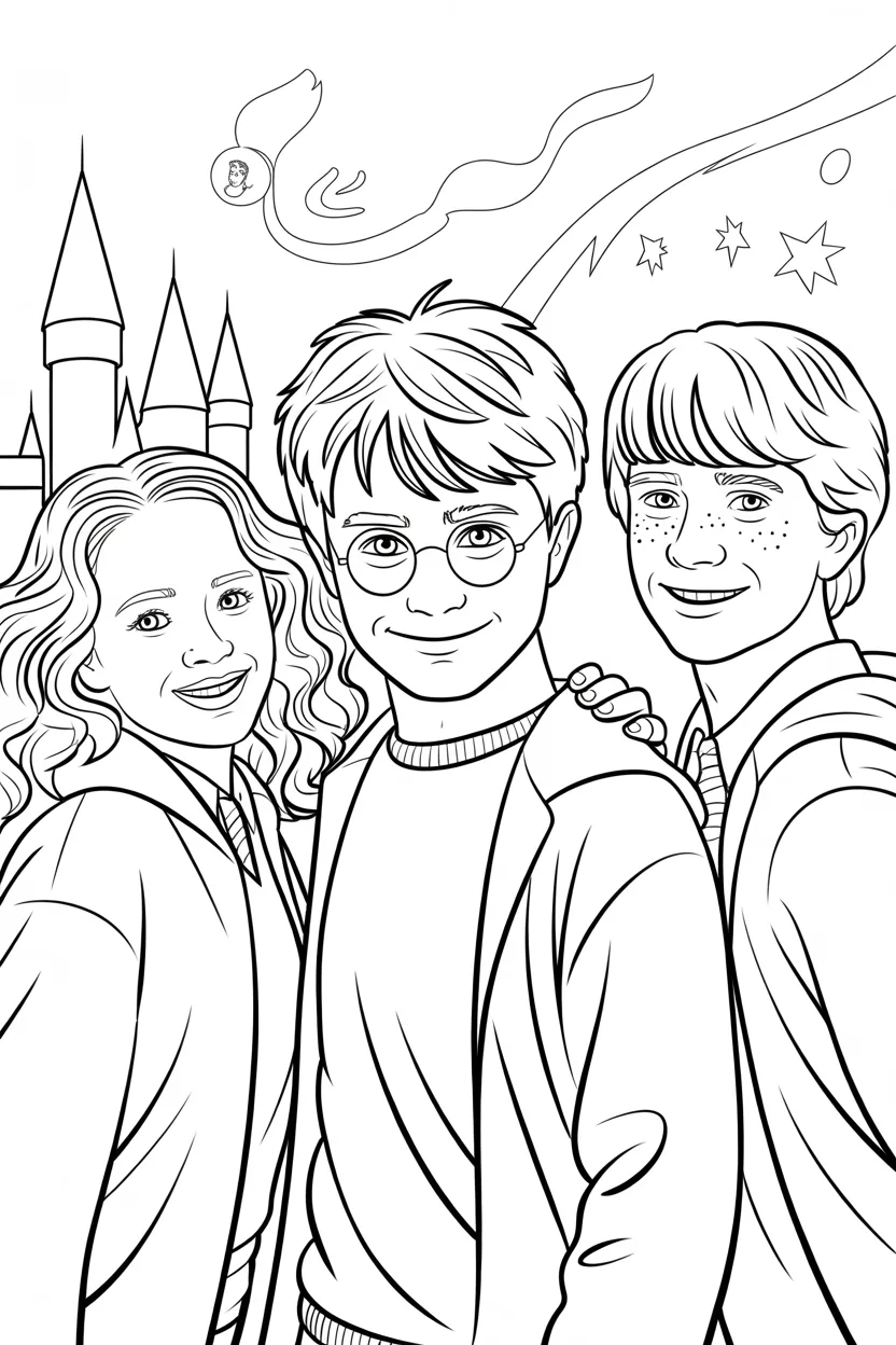 Harry potter friends Design 1 - Harry Potter and Friends Coloring Pages Free Printable