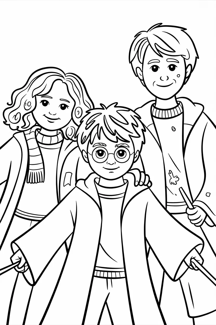 Harry potter friends Design 2 - Harry Potter and Friends Coloring Pages Free Printable