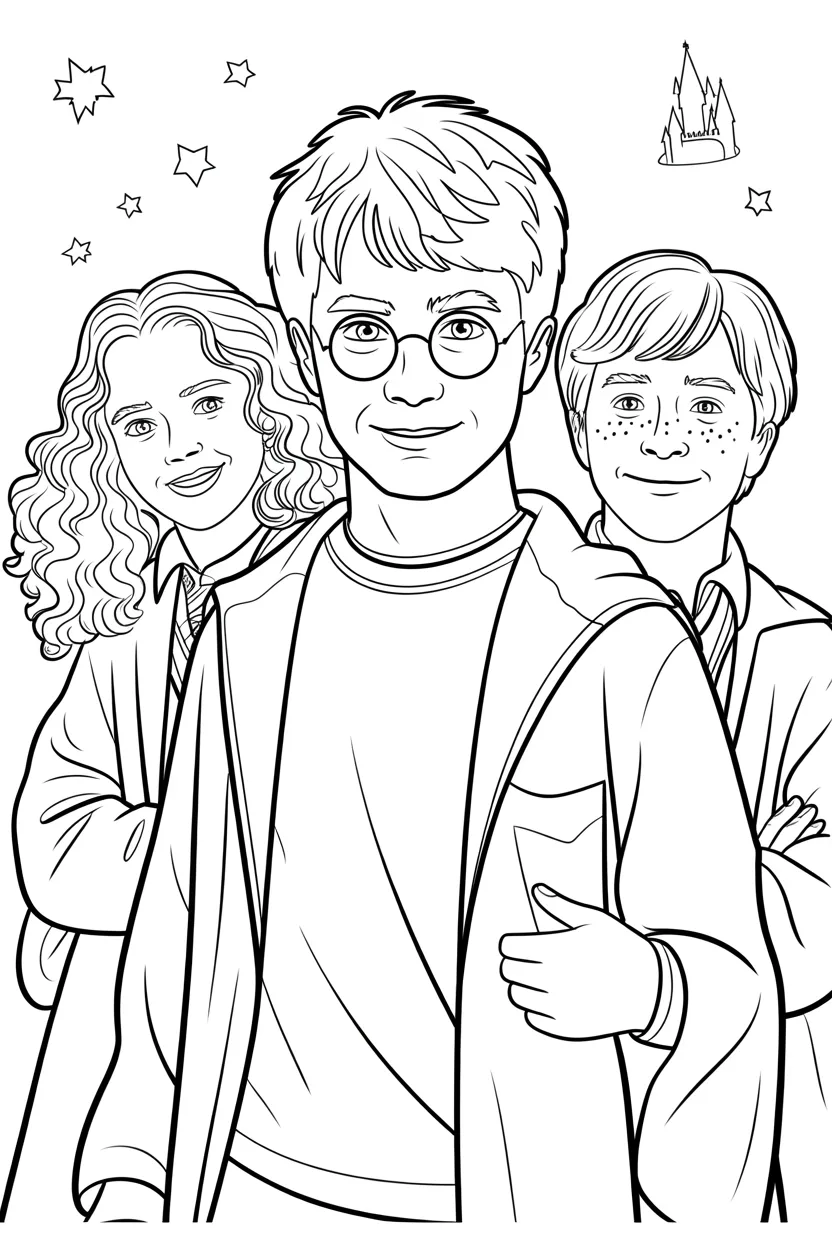 Harry potter friends Design 3 - Harry Potter and Friends Coloring Pages Free Printable