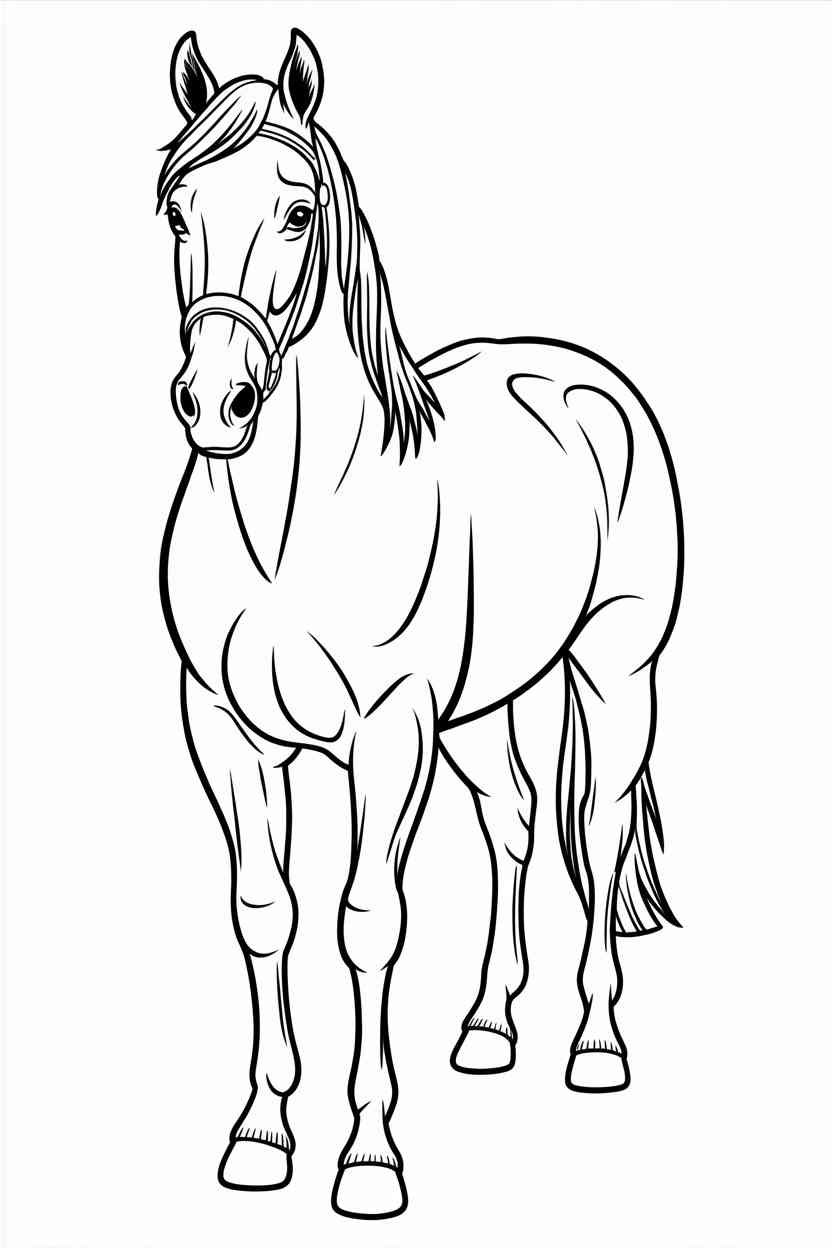 Horse Design 1 - Realistic Horse Coloring Pages Free Printable