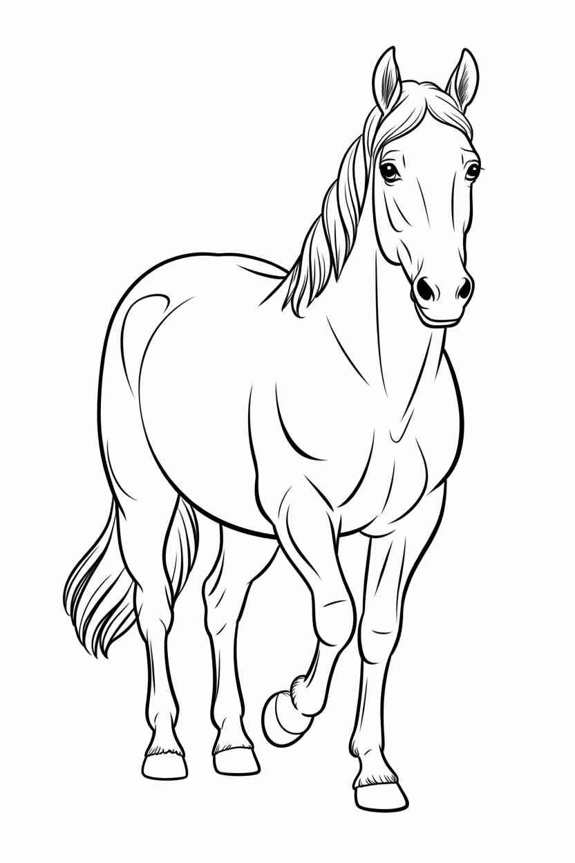 Horse Design 2 - Realistic Horse Coloring Pages Free Printable