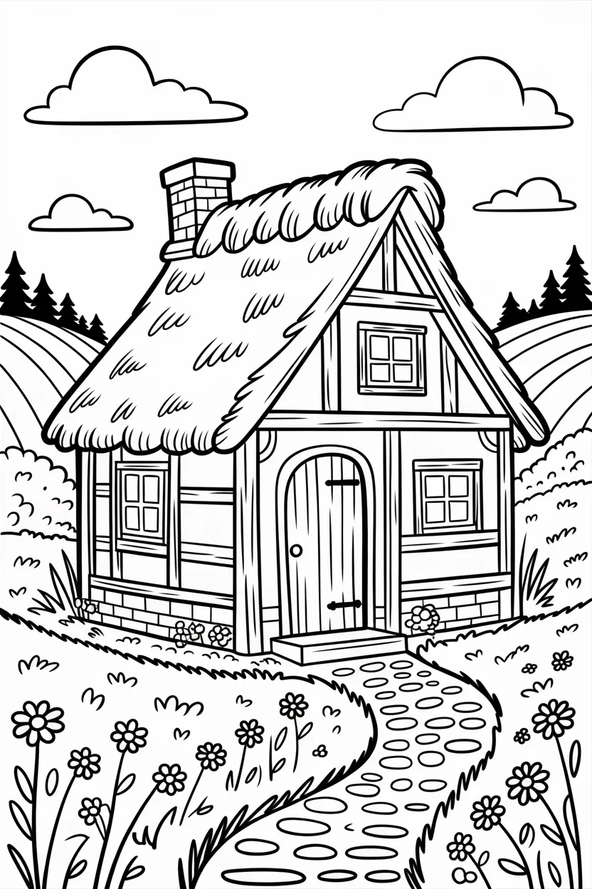 Hut scene Design 1 - Beautiful Hut Scene Coloring Pages Free Printable