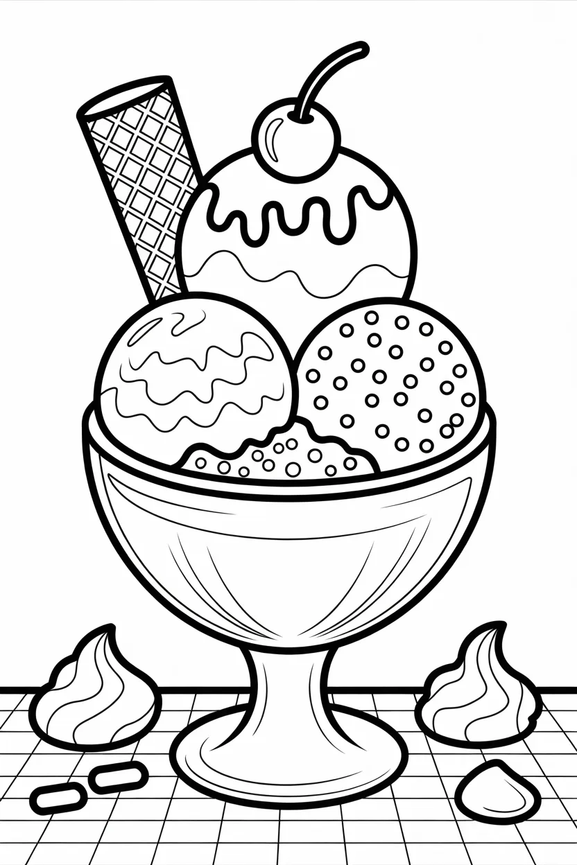 Ice cream Design 1 - Ice cream coloring pages free printable for Kids