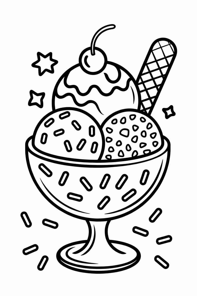 Ice cream - Ice Cream Coloring Pages Free Printable – Sweet, Fun Activities Kids Will Love (2)