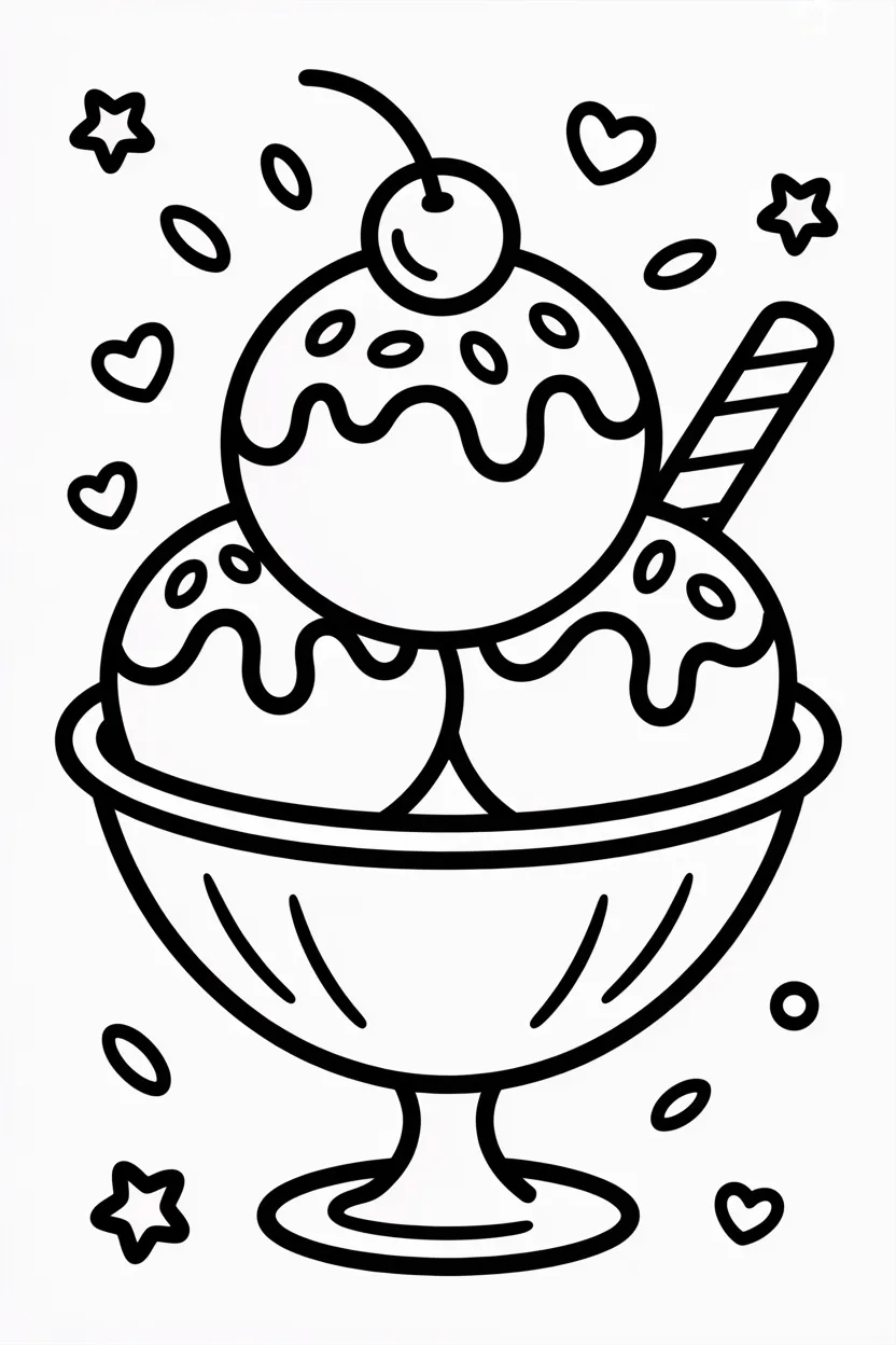 Ice cream Design 1 - Ice cream coloring pages free printable for Kids (2)