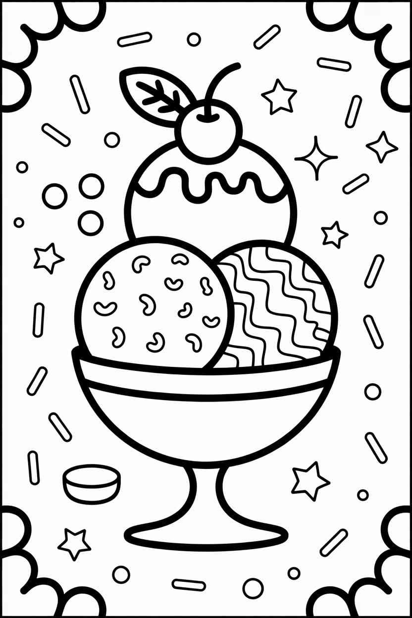 Ice cream - Ice Cream Coloring Pages Free Printable – Sweet, Fun Activities Kids Will Love (3)