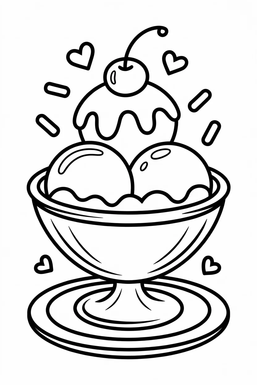 Ice cream Design 4 - Ice cream coloring pages free printable for Kids