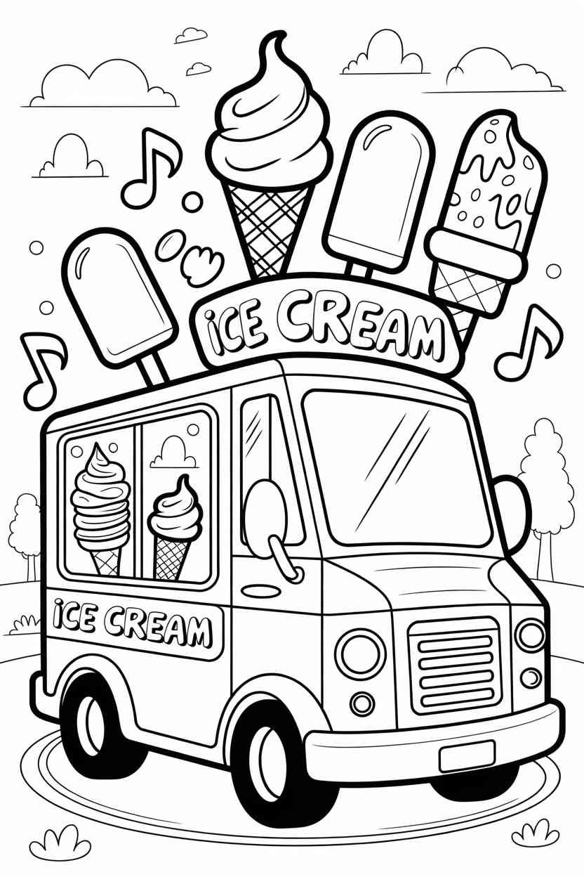 Ice cream truck - Ice Cream Truck Coloring Pages Free Printable – Sweet, Fun & Screen-Free Activities for Kids