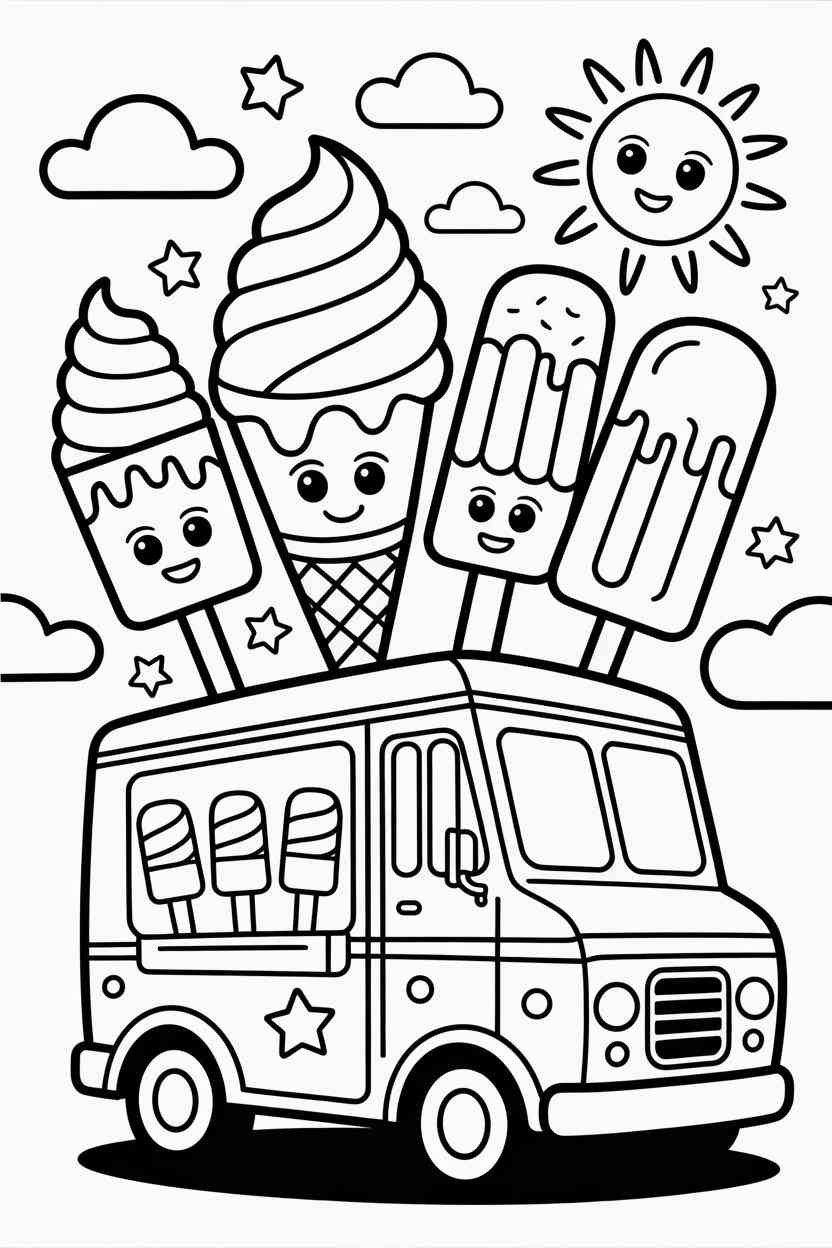 Ice cream truck - Ice Cream Truck Coloring Pages Free Printable – Sweet, Fun & Screen-Free Activities for Kids (3)