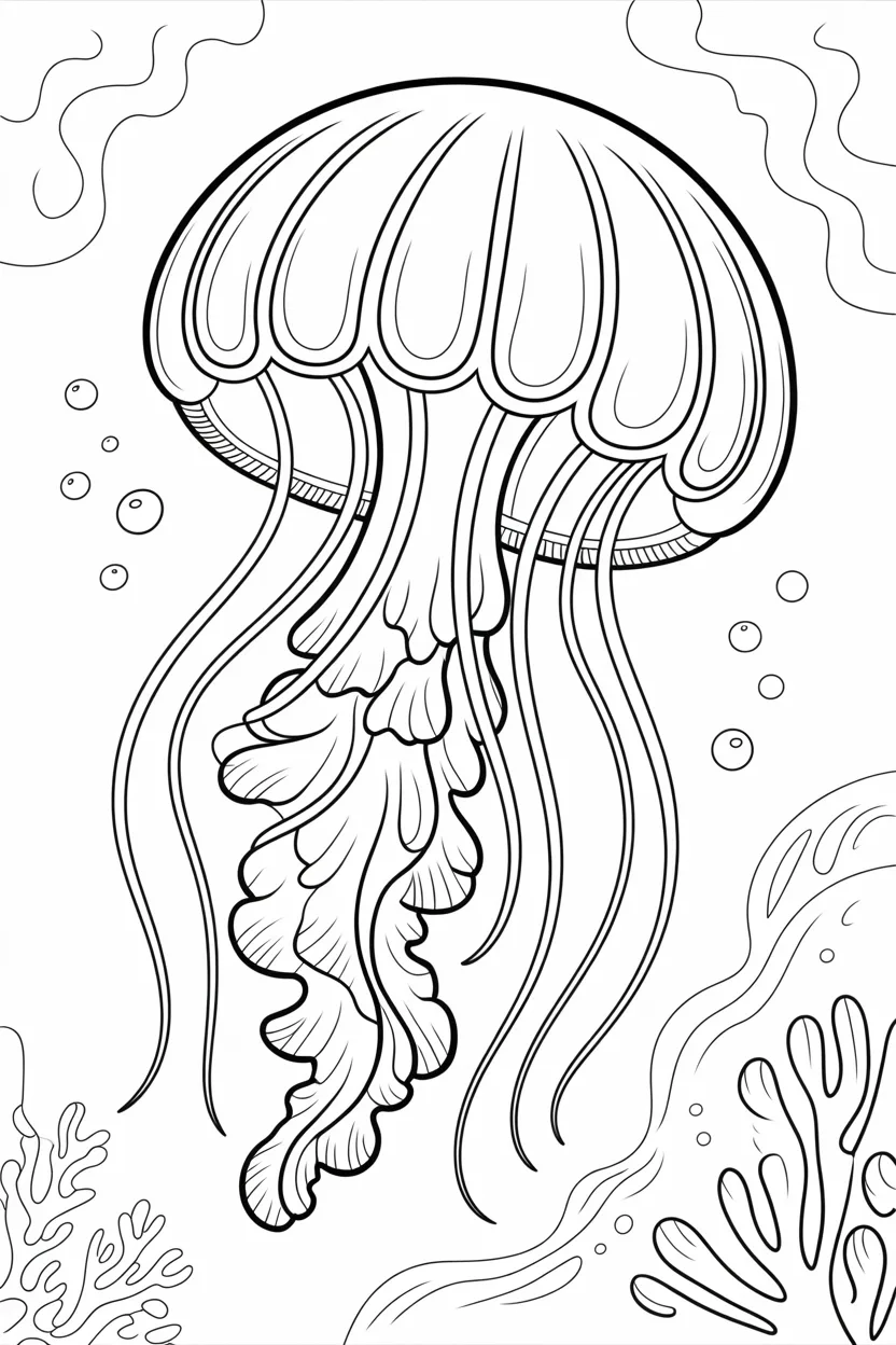Jelly fish Design 1 - Jelly Fish Coloring Pages Free Printable for Kids - Beauti