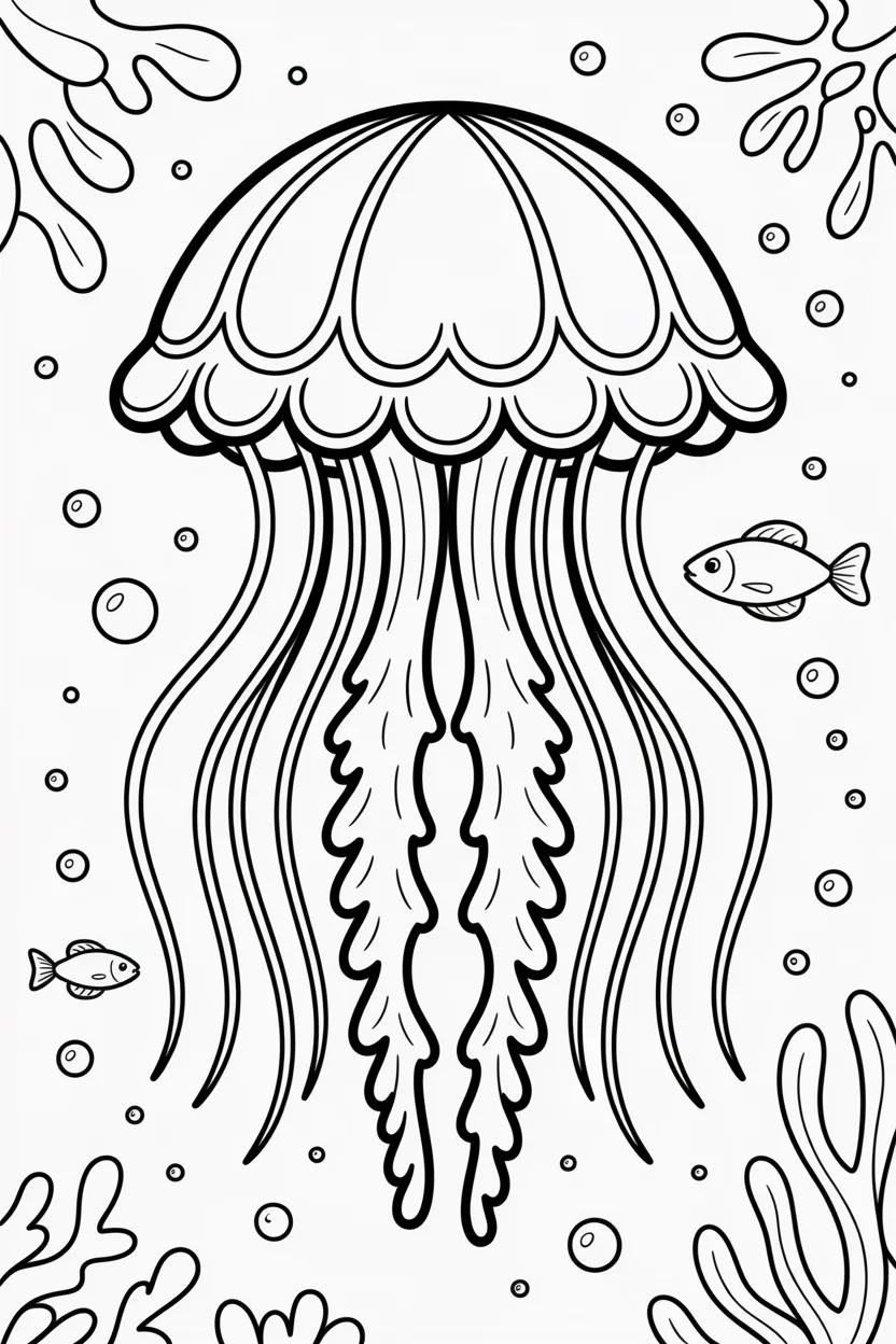 Jelly fish Design 4 - Jelly Fish Coloring Pages Free Printable for Kids - Beauti