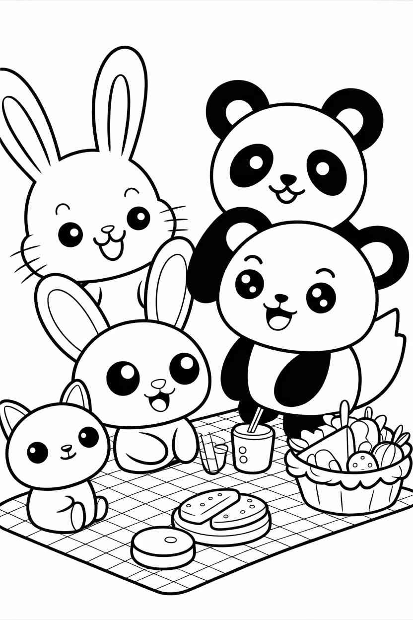 Kawaii animals Design 2 - Kawaii Animals Coloring Pages Free Prinable - Cute
