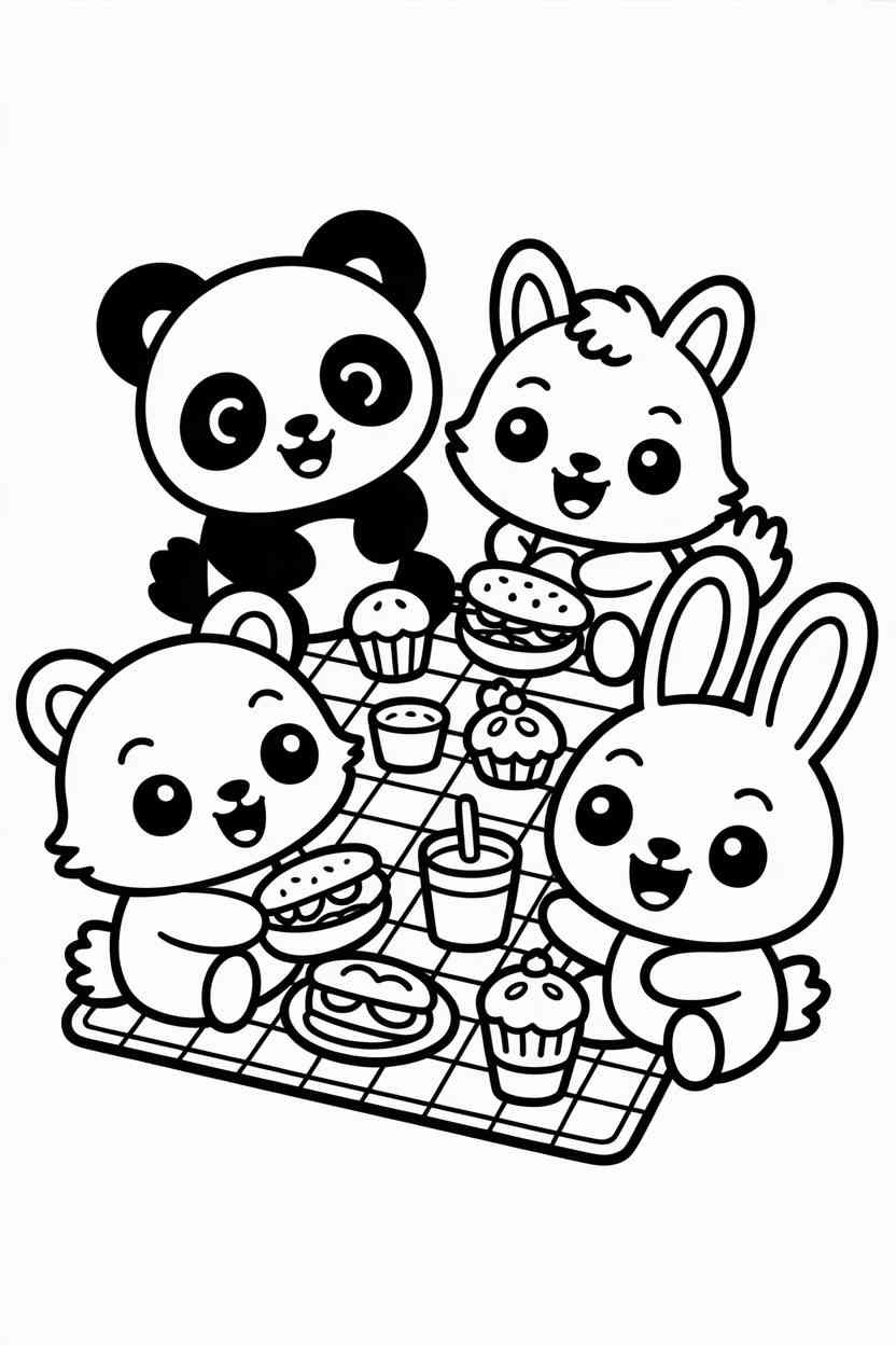Kawaii animals Design 3 - Kawaii Animals Coloring Pages Free Prinable - Cute
