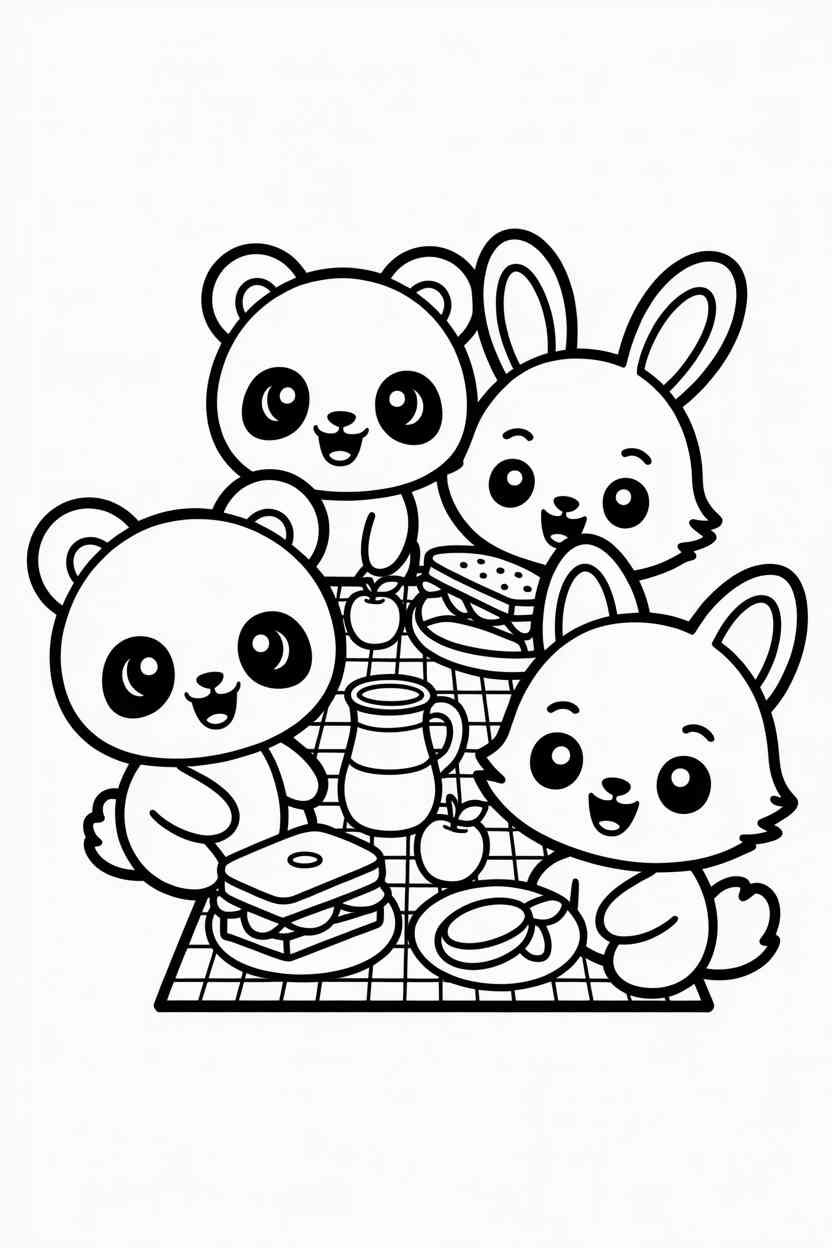 Kawaii animals Design 4 - Kawaii Animals Coloring Pages Free Prinable - Cute