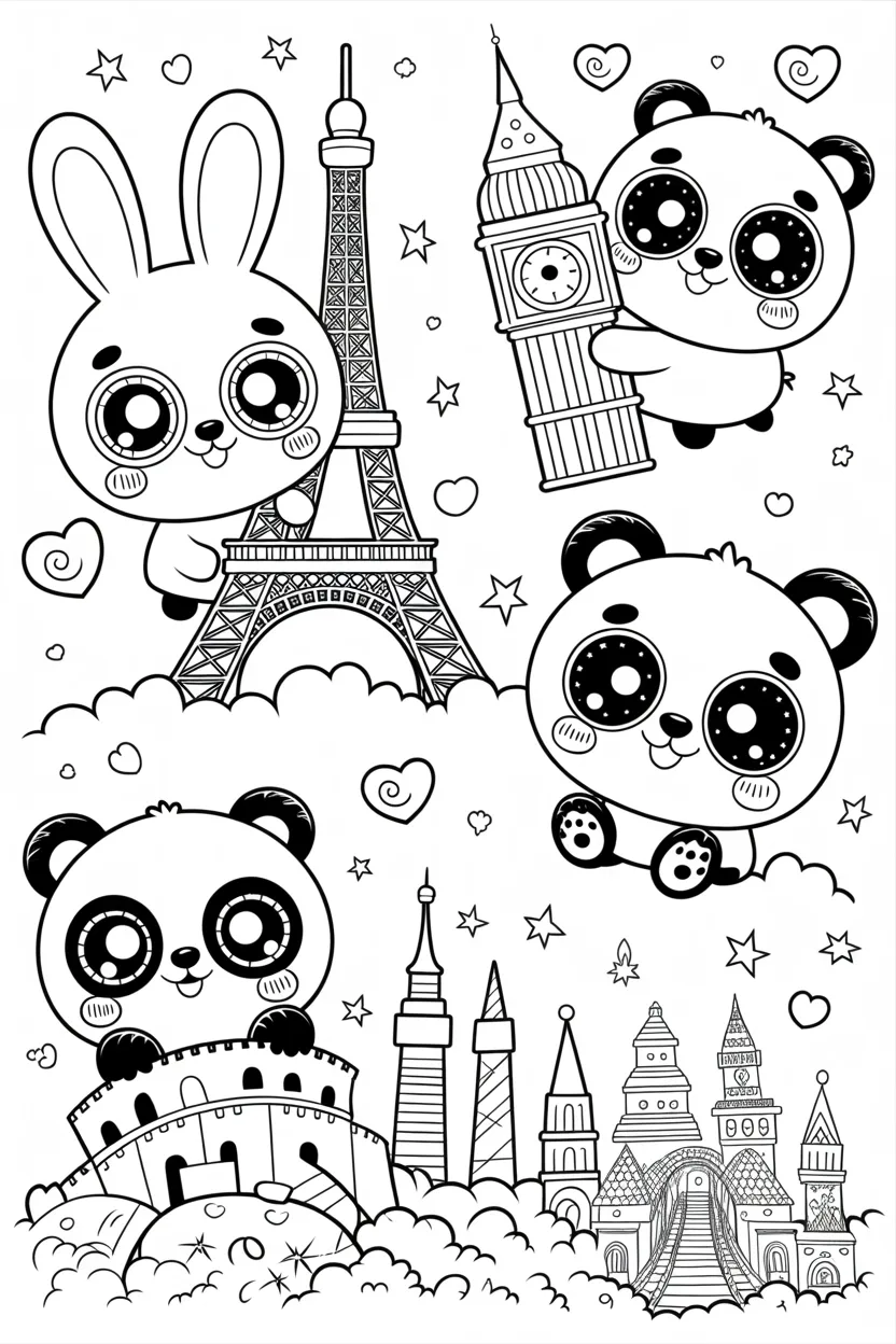 Kawaii animals Design 1 - Kawaii Animals Coloring Pages Free Printable for Kids (2)