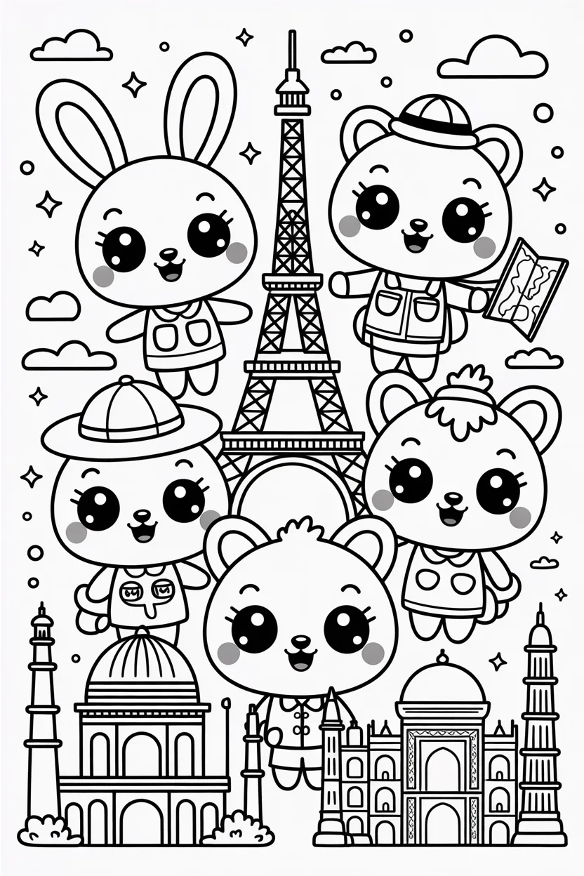 Kawaii animals Design 1 - Kawaii Animals Coloring Pages Free Printable for Kids (3)